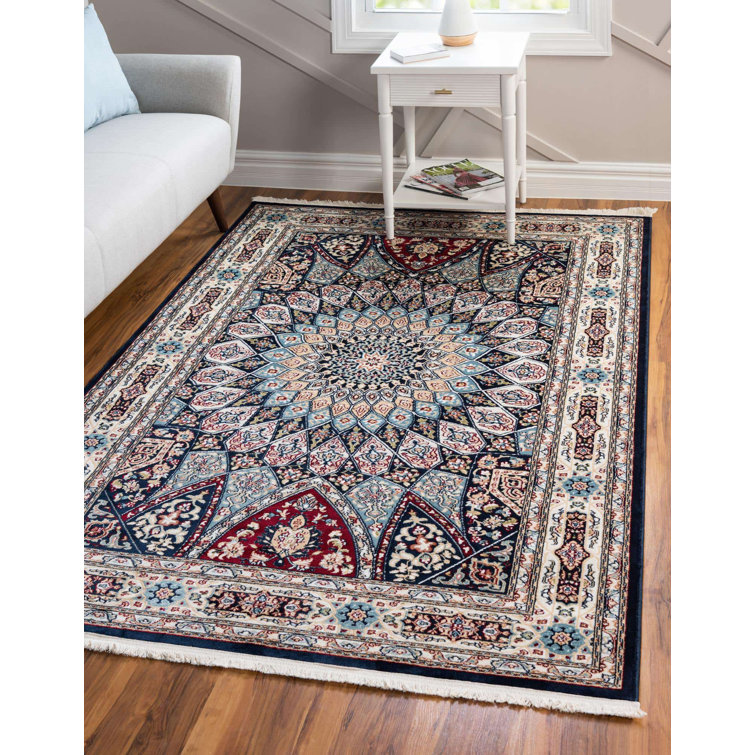 Astoria Grand Jackson Oriental Ivory/Navy Blue Area Rug & Reviews Wayfair